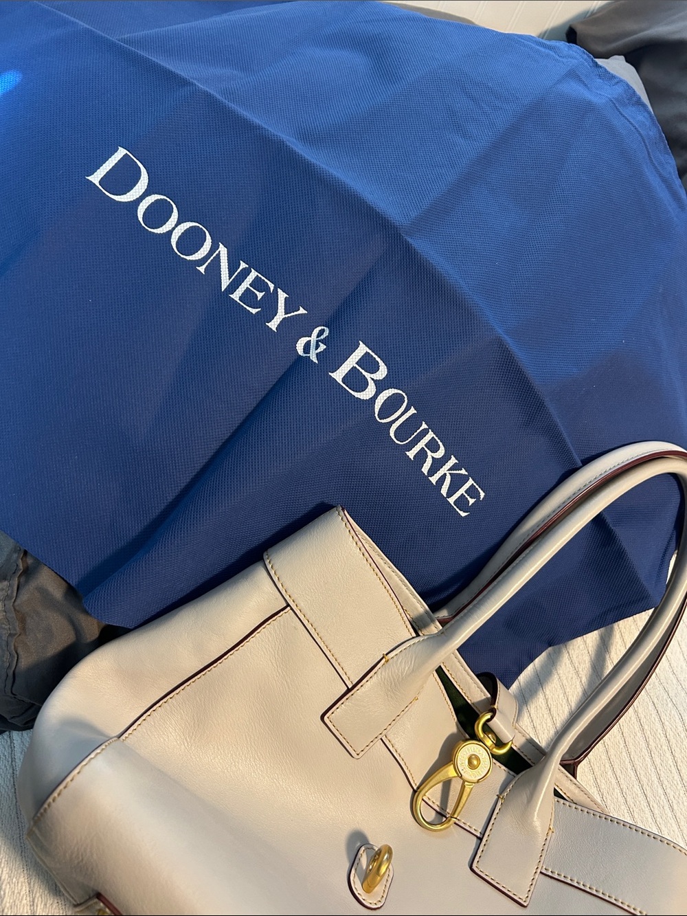 Dooney & Bourke Light Beige Leather Tote Bag with Gold Hardware - Picture 8 of 8